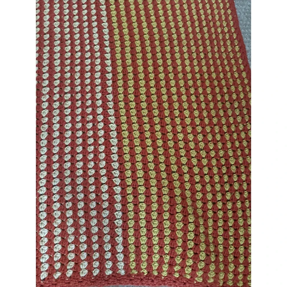 Hand‎ Made Crochet Throw Blanket/Afghan Yellow/Orange 40 X 37